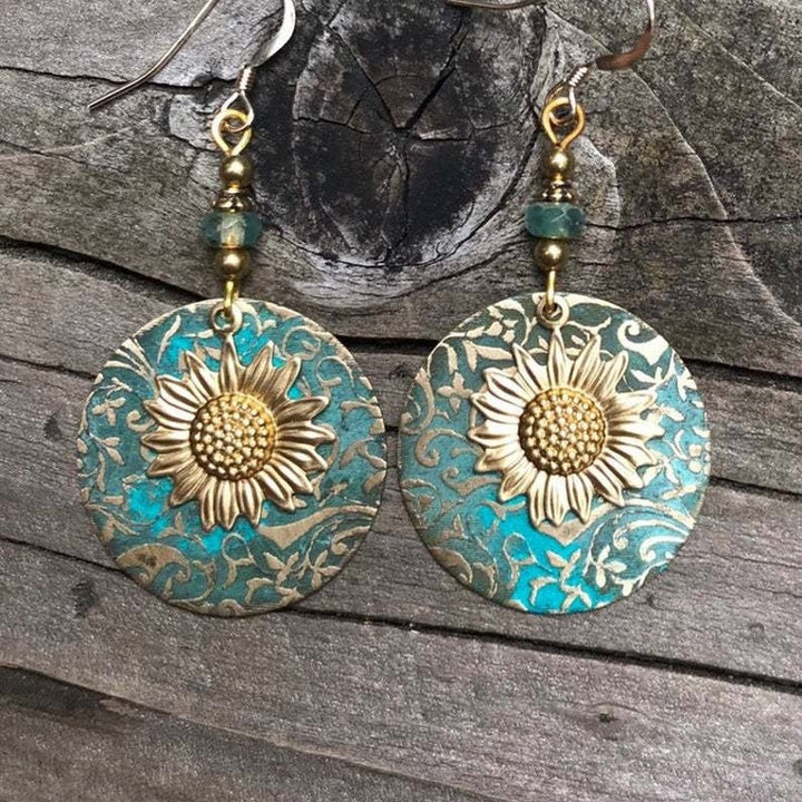 Color Separation Sunflower Earrings