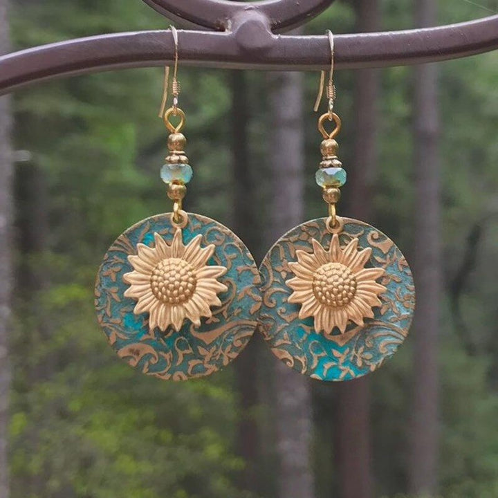 Color Separation Sunflower Earrings